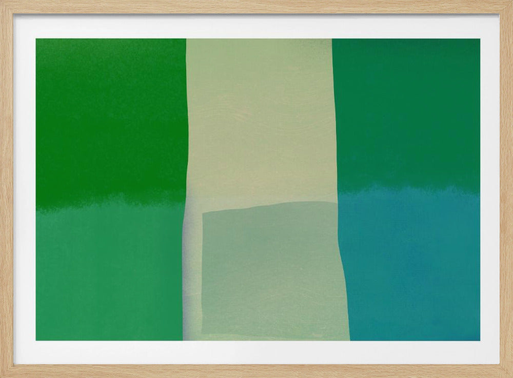 Minimalistische compositie met levendige groene en blauwe tinten | Poster