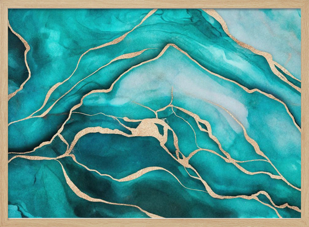 Turquoise Teal Marble Glam | Poster