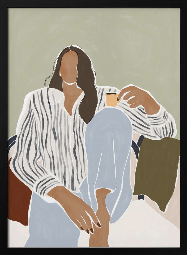 Vrouw geniet van een kopje espresso | Poster