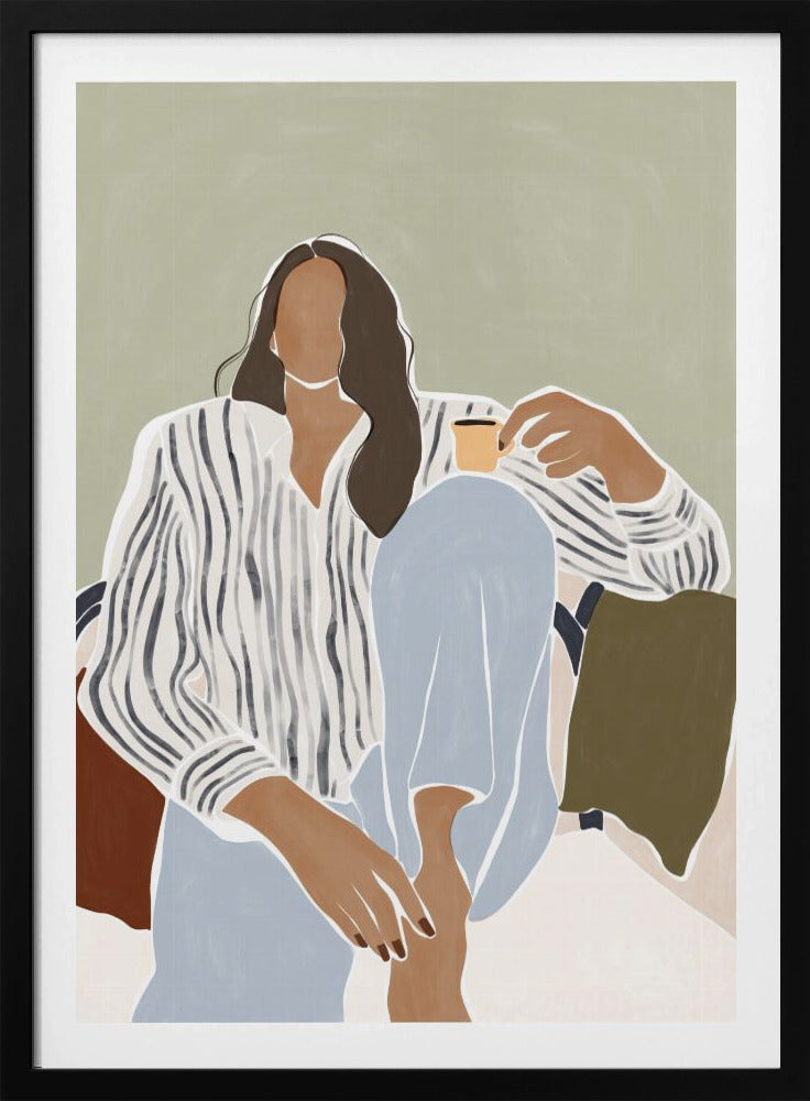 Vrouw geniet van een kopje espresso | Poster