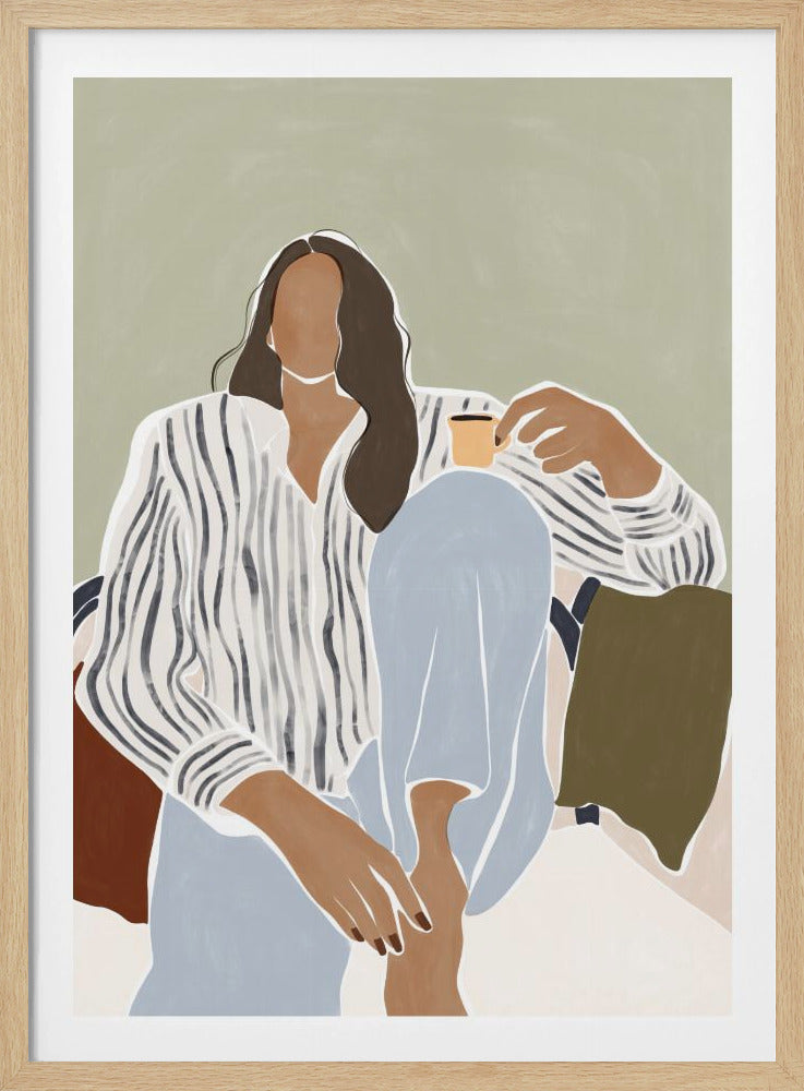Vrouw geniet van een kopje espresso | Poster
