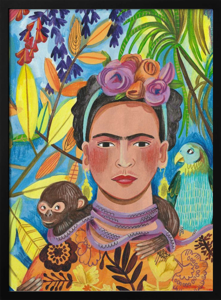 Frida en haar papegaaien | Poster