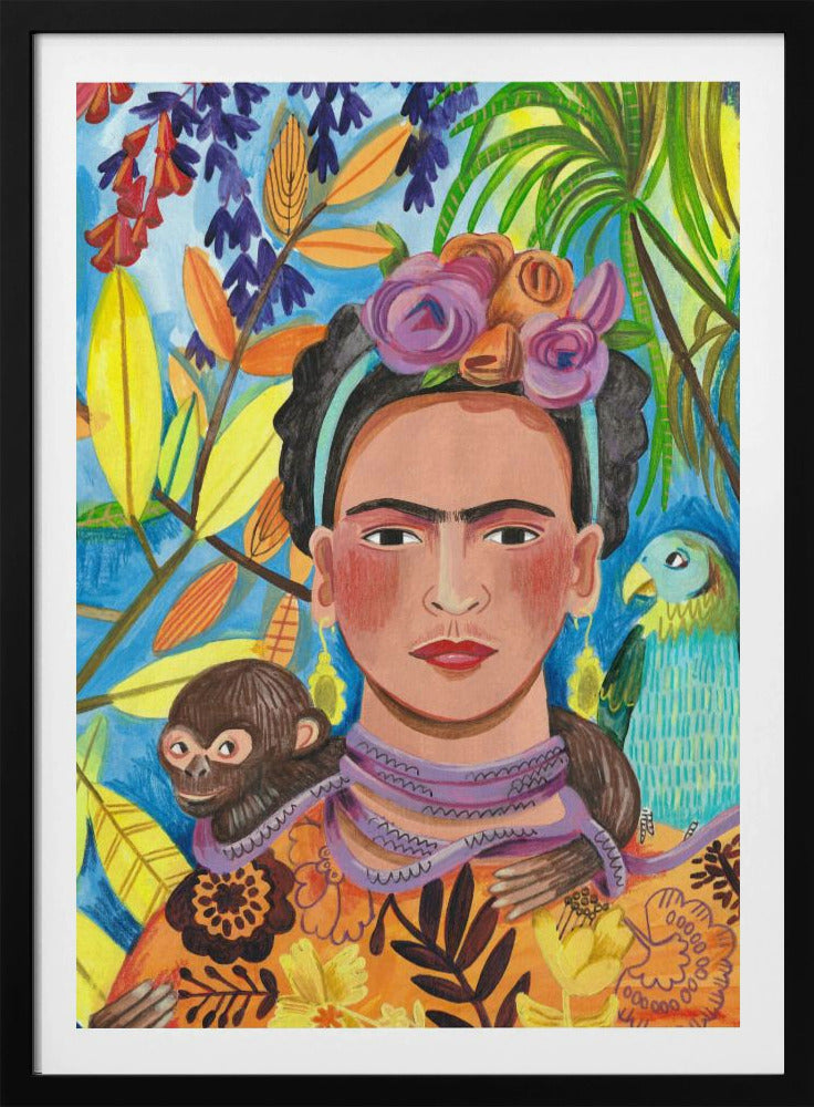 Frida en haar papegaaien | Poster