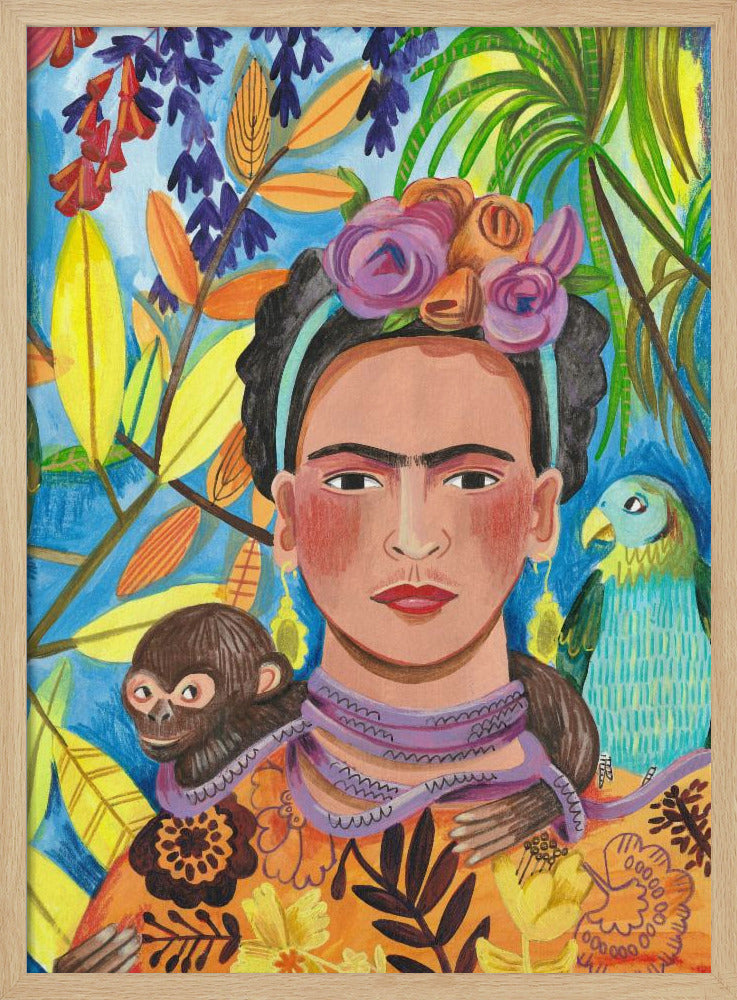 Frida en haar papegaaien | Poster