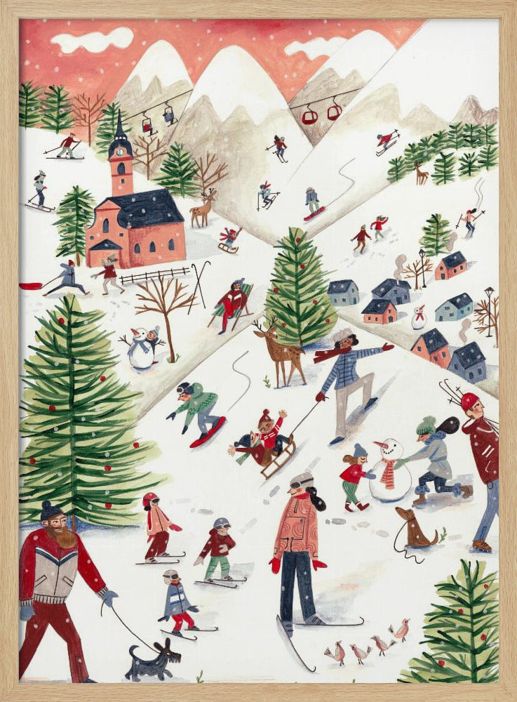 Mountain landscape with houses in the snow | Poster