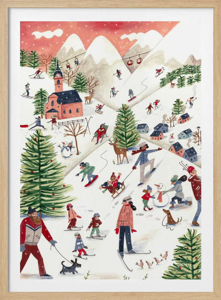 Mountain landscape with houses in the snow | Poster