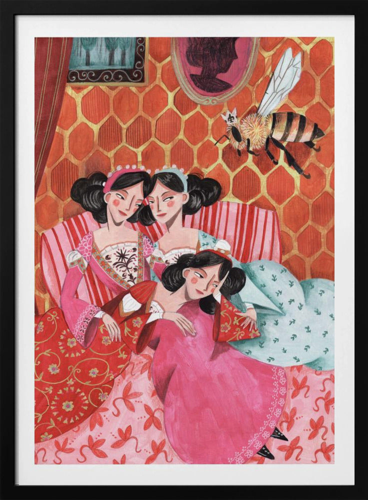 De koningin bij en roze prinsessen | Poster