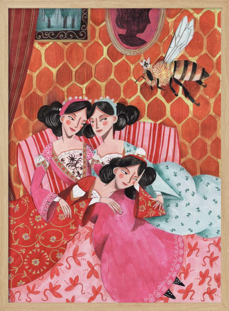 De koningin bij en roze prinsessen | Poster