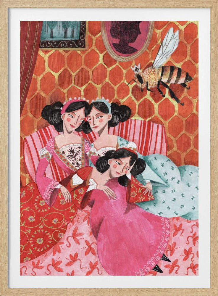De koningin bij en roze prinsessen | Poster