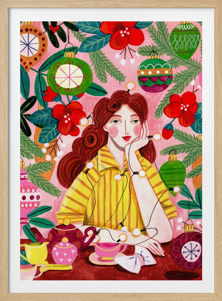 Retro Kerstvrouw | Poster