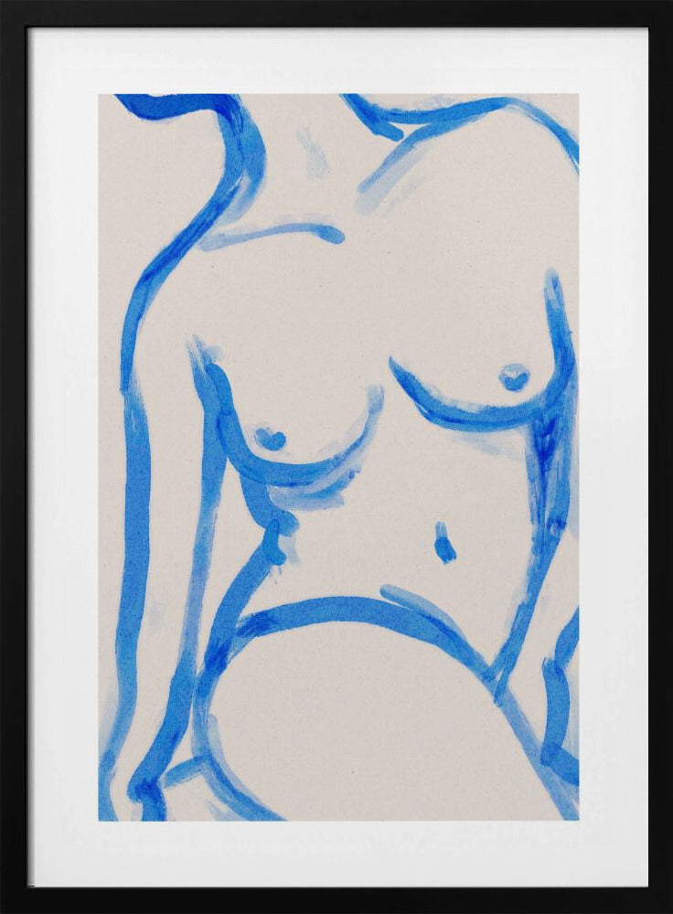 Blauwe contour naakt | Poster