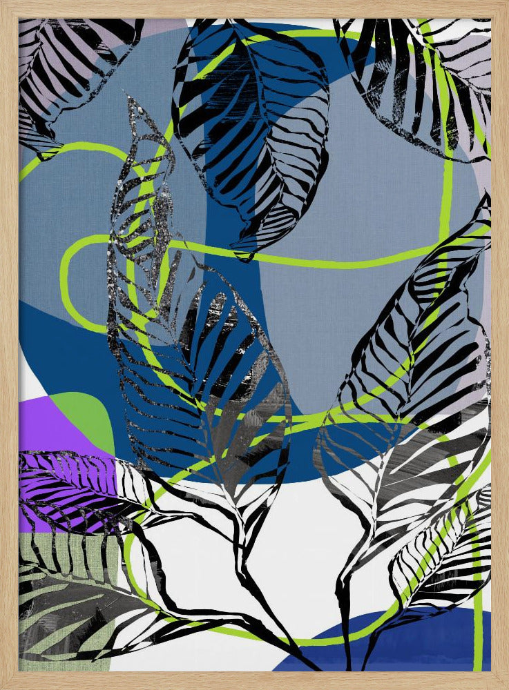 Black Leaves With Color Abstract No3 | Poster