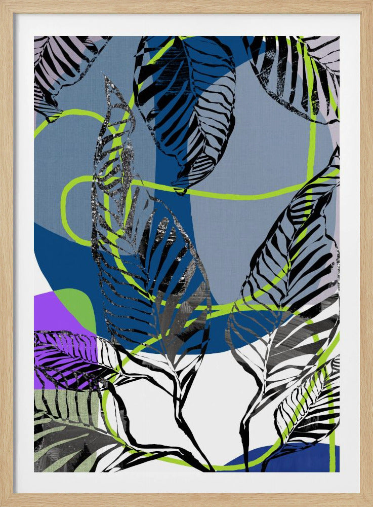 Black Leaves With Color Abstract No3 | Poster