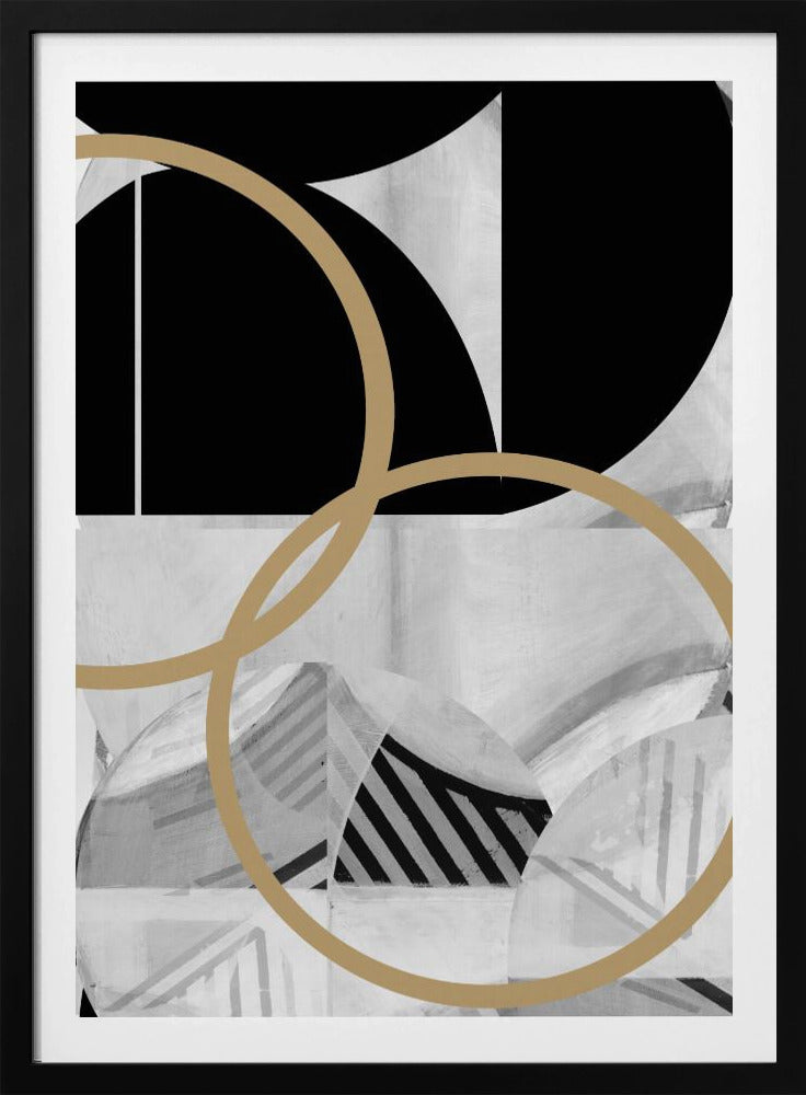 Zwart-witte strepen gouden bollen nr. 2 | Poster