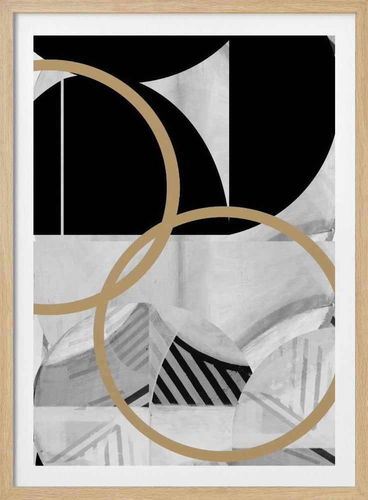 Zwart-witte strepen gouden bollen nr. 2 | Poster