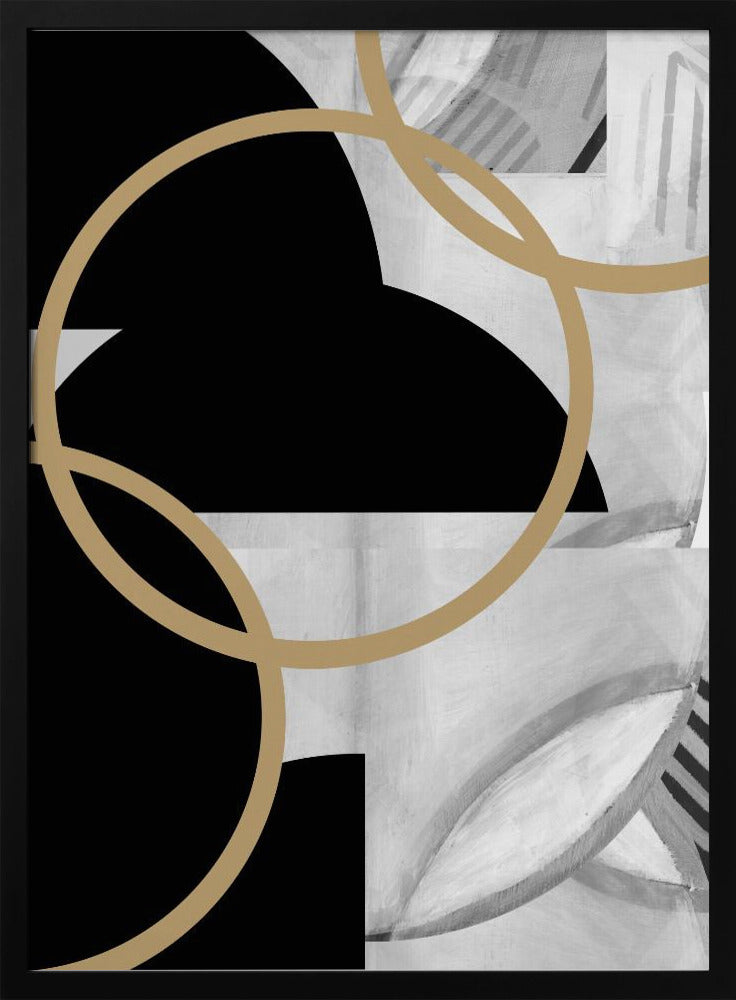 Zwart-witte strepen gouden bollen nr. 3 | Poster