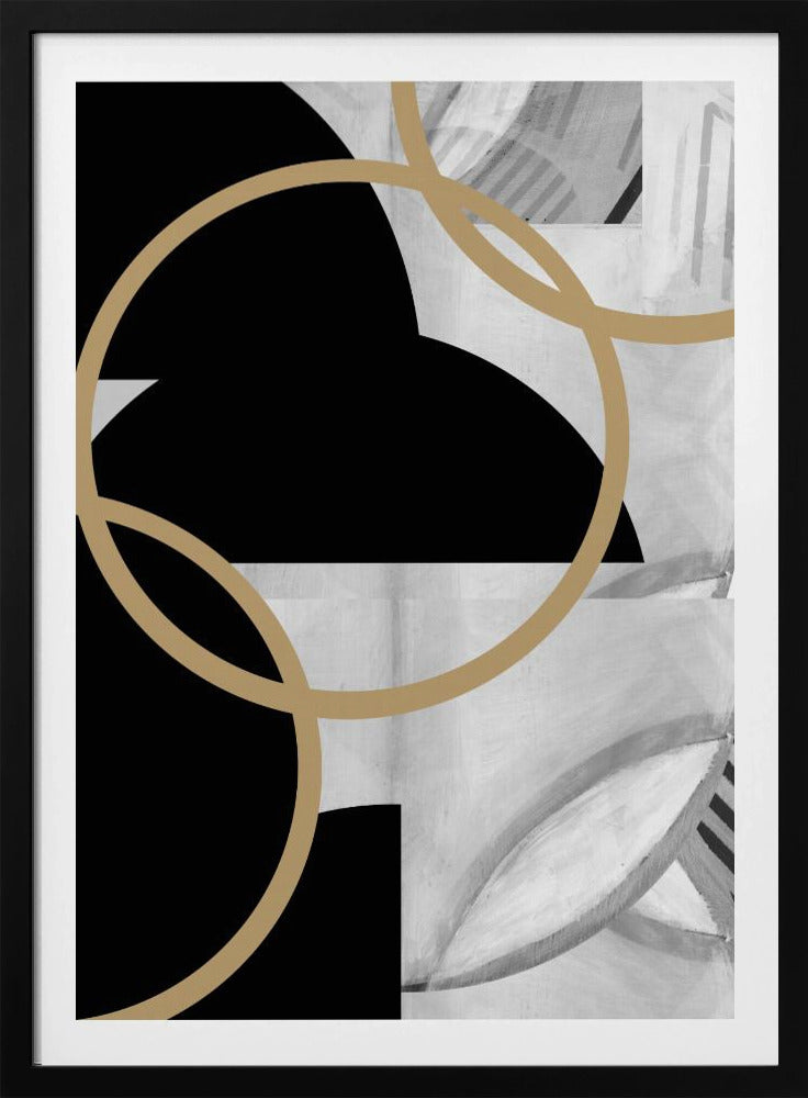 Zwart-witte strepen gouden bollen nr. 3 | Poster