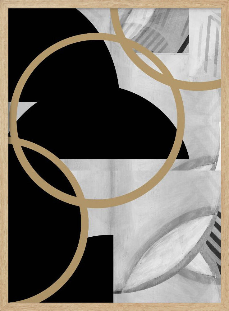 Zwart-witte strepen gouden bollen nr. 3 | Poster