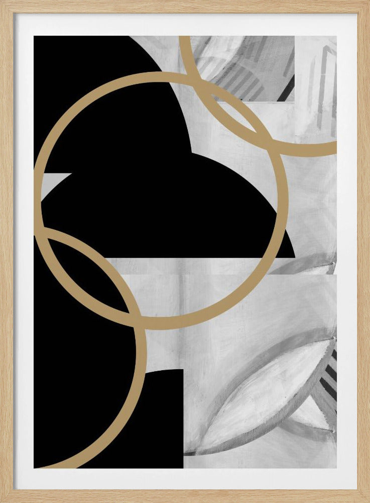 Zwart-witte strepen gouden bollen nr. 3 | Poster