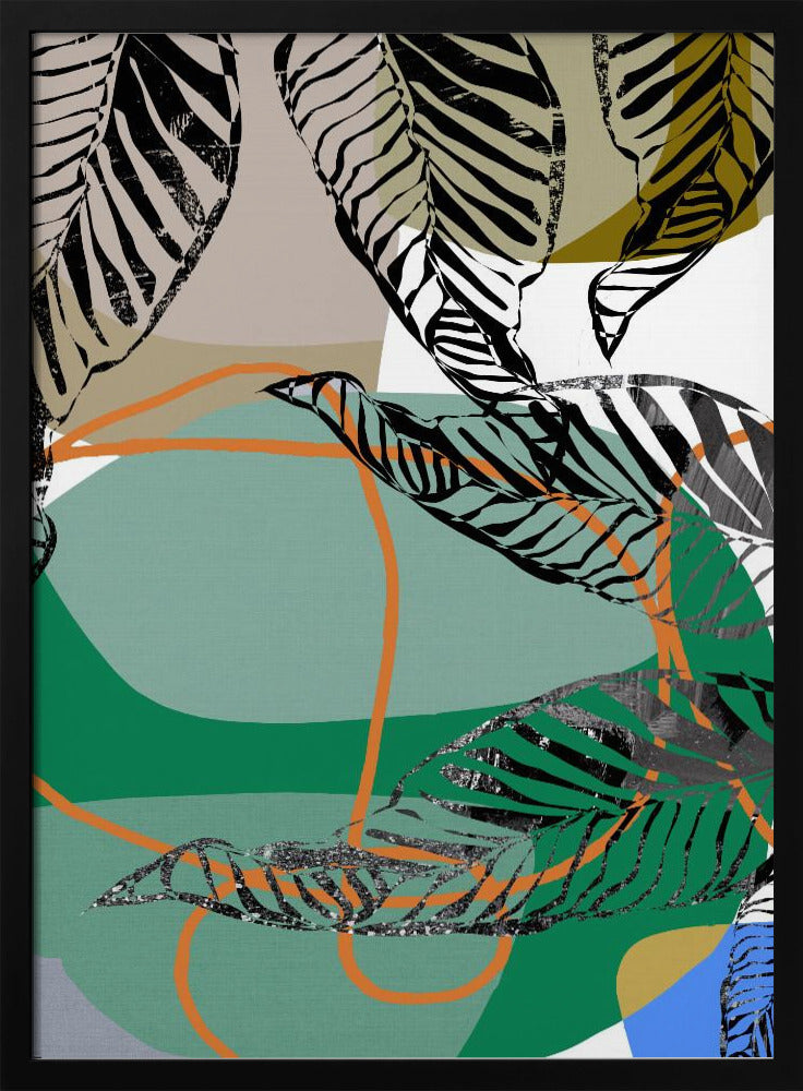 Abstracte zwarte bladeren met kleur nr. 2 | Poster