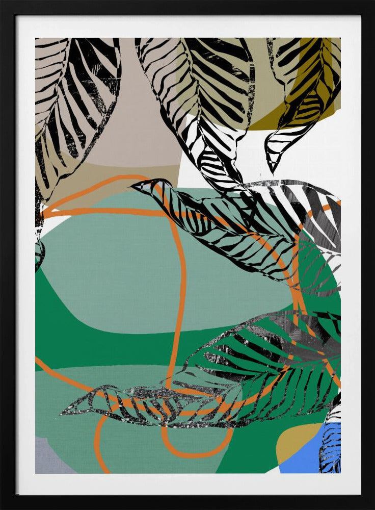 Abstracte zwarte bladeren met kleur nr. 2 | Poster