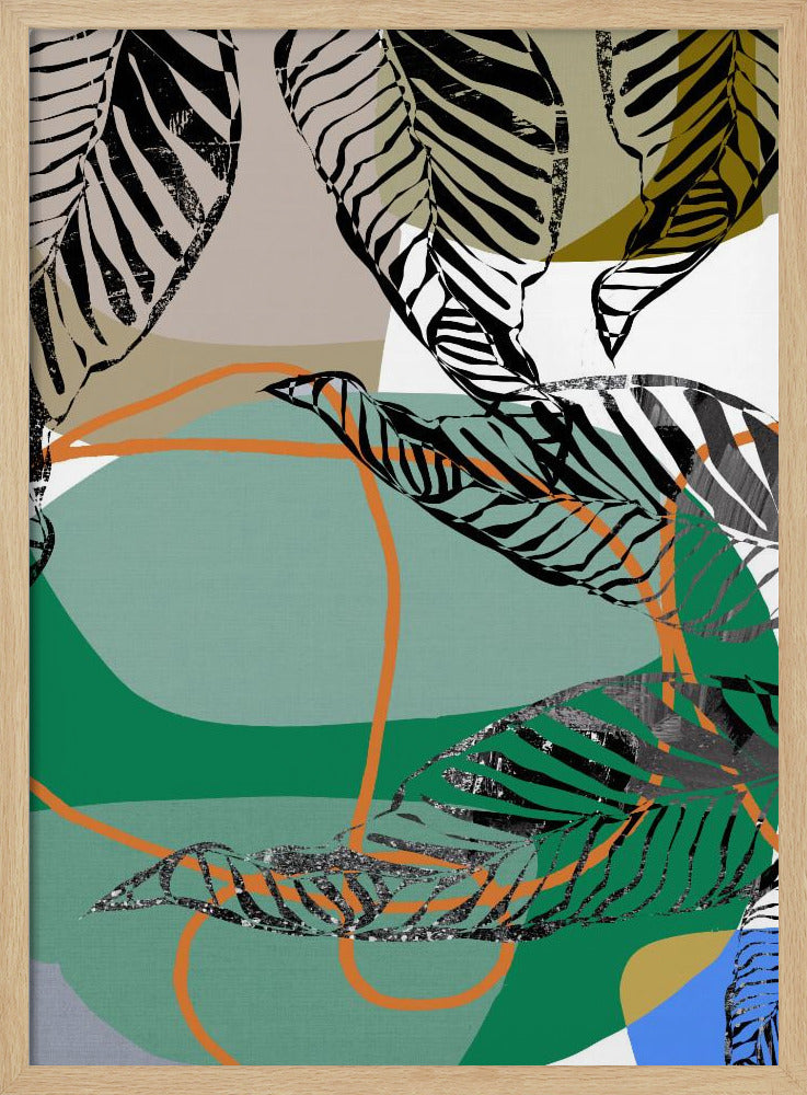 Abstracte zwarte bladeren met kleur nr. 2 | Poster