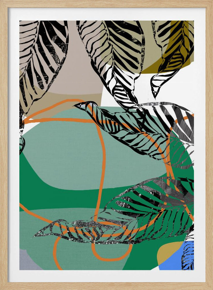 Abstracte zwarte bladeren met kleur nr. 2 | Poster