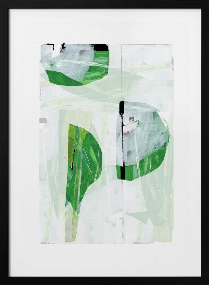 Limegroen Zwart Abstract No2 | Poster