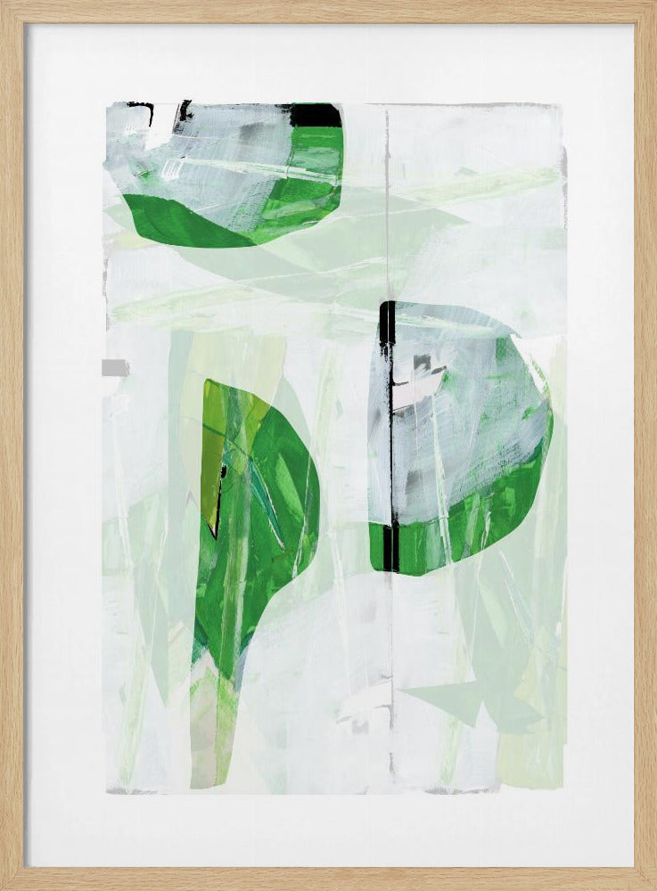 Limegroen Zwart Abstract No2 | Poster