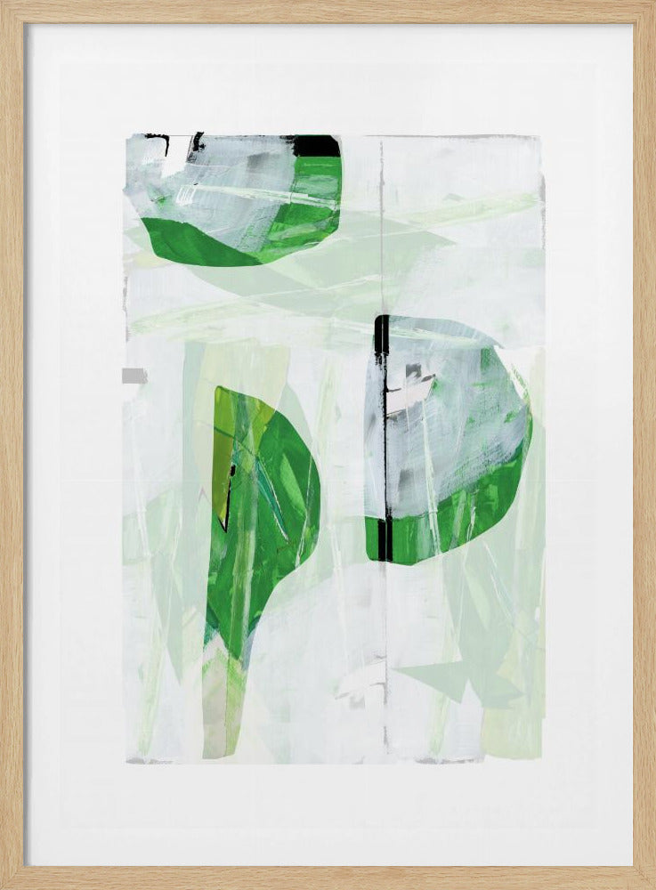 Limegroen Zwart Abstract No2 | Poster
