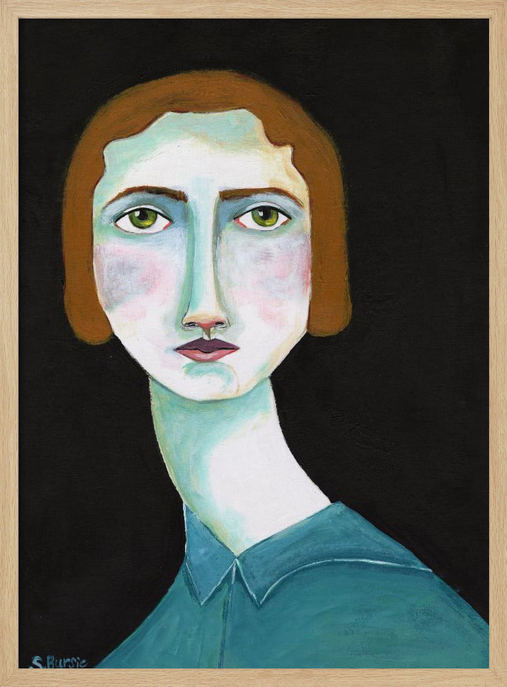 Vintage dame kijkt | Poster