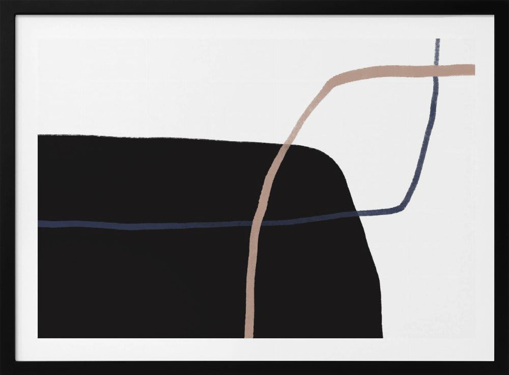 Kruisende lijnen en opvallende zwarte vormen | Poster