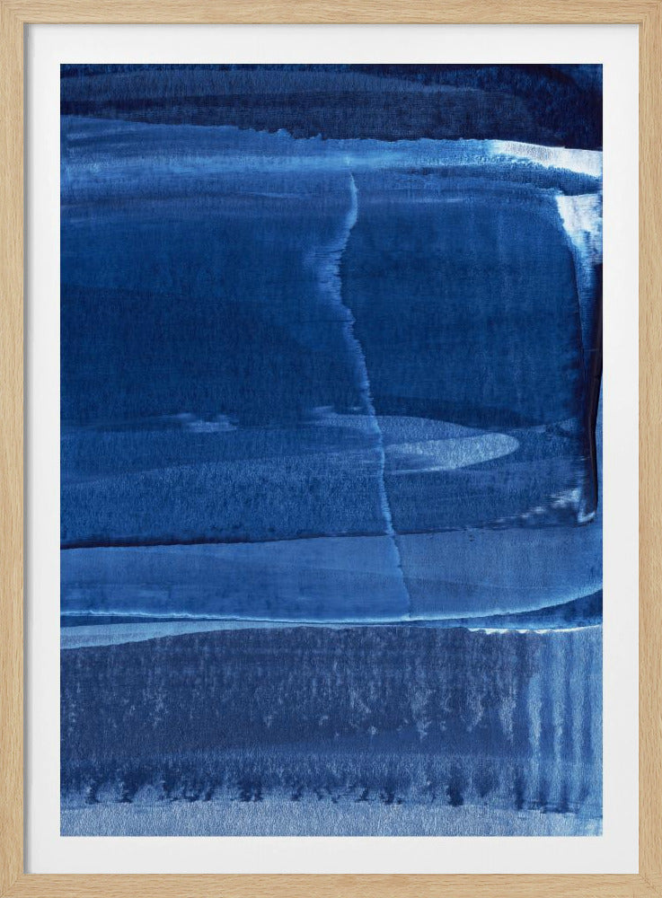 Blauwe textuur met vloeiende verticale lijnen | Poster