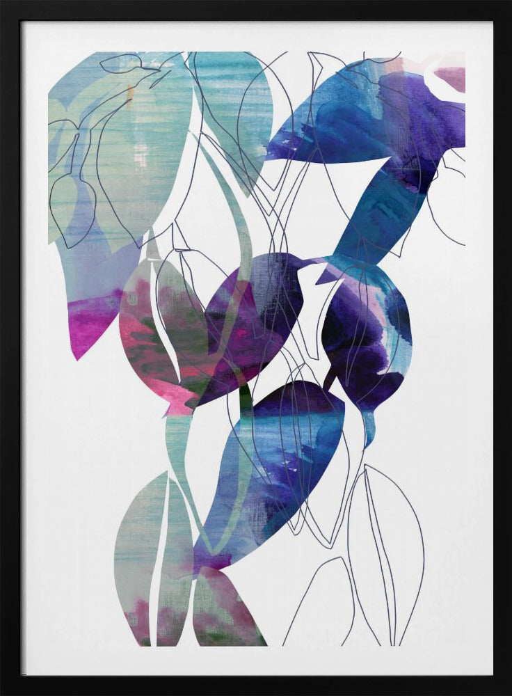 Botanical Leaf Print Art In Navy Blue 2 | Poster