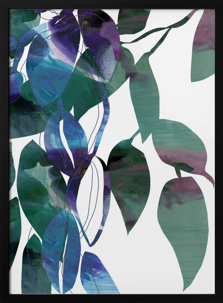 Botanical Leaf Print Art In Navy Blue 1 | Poster