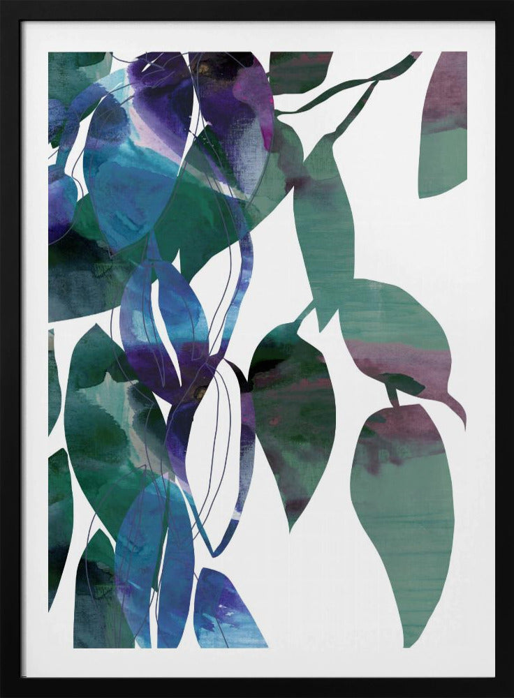 Botanical Leaf Print Art In Navy Blue 1 | Poster