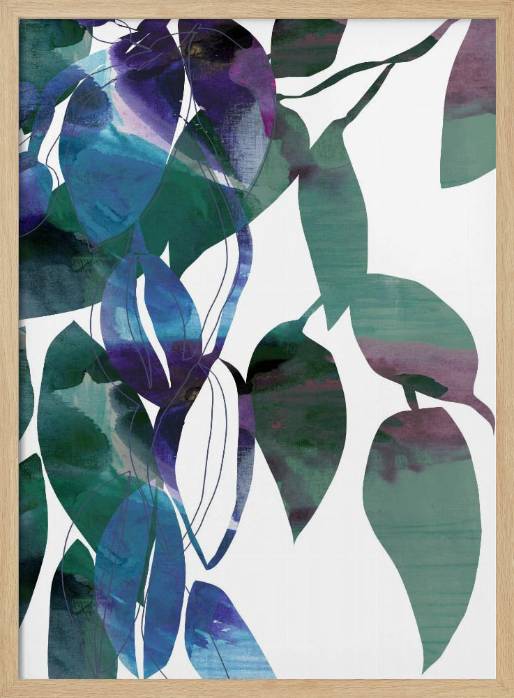Botanical Leaf Print Art In Navy Blue 1 | Poster