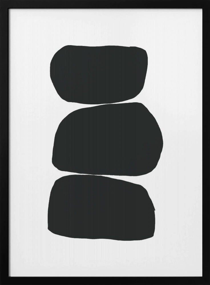 Drie gestapelde zwarte vormen | Poster