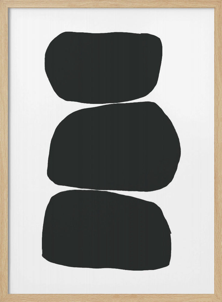 Drie gestapelde zwarte vormen | Poster