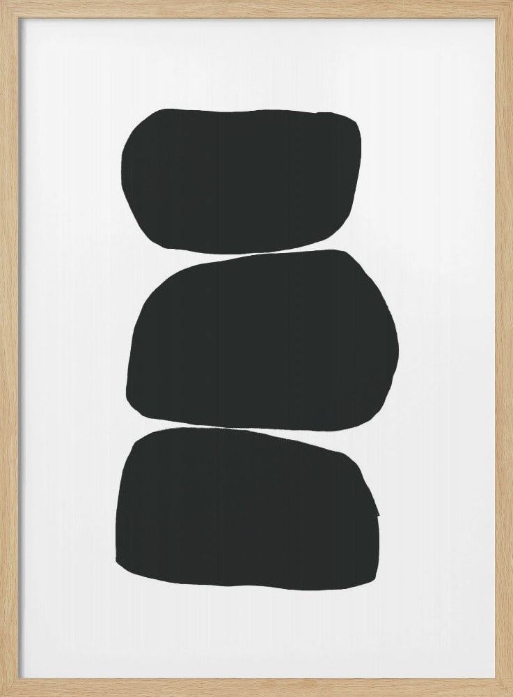 Drie gestapelde zwarte vormen | Poster