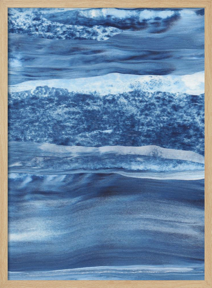 Blauwe textuur met vloeiende verticale lijnen | Poster