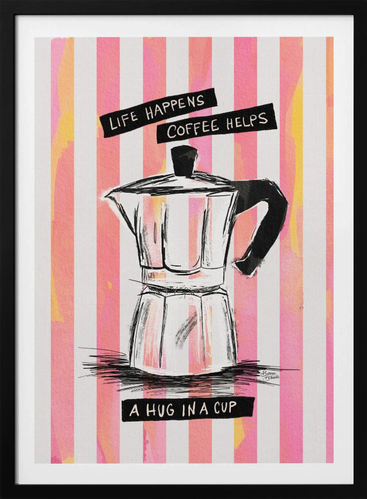 Mocca koffie op strepen - Knuffel in een kopje | Poster