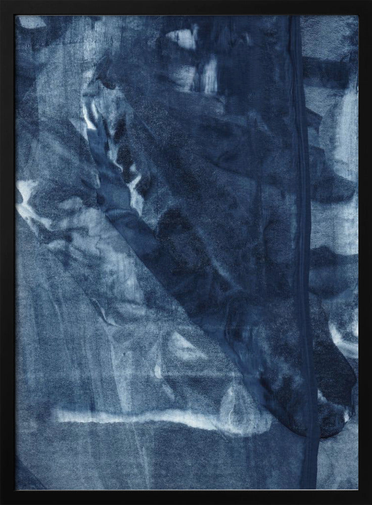 Blauwe textuur met vloeiende verticale lijnen | Poster