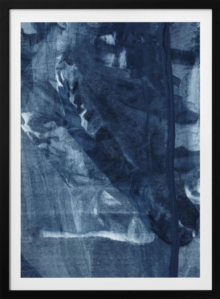 Blauwe textuur met vloeiende verticale lijnen | Poster