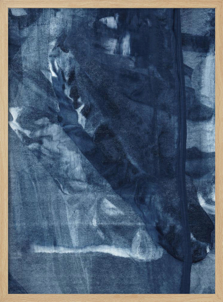 Blauwe textuur met vloeiende verticale lijnen | Poster