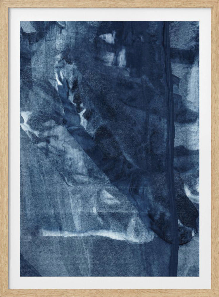 Blauwe textuur met vloeiende verticale lijnen | Poster