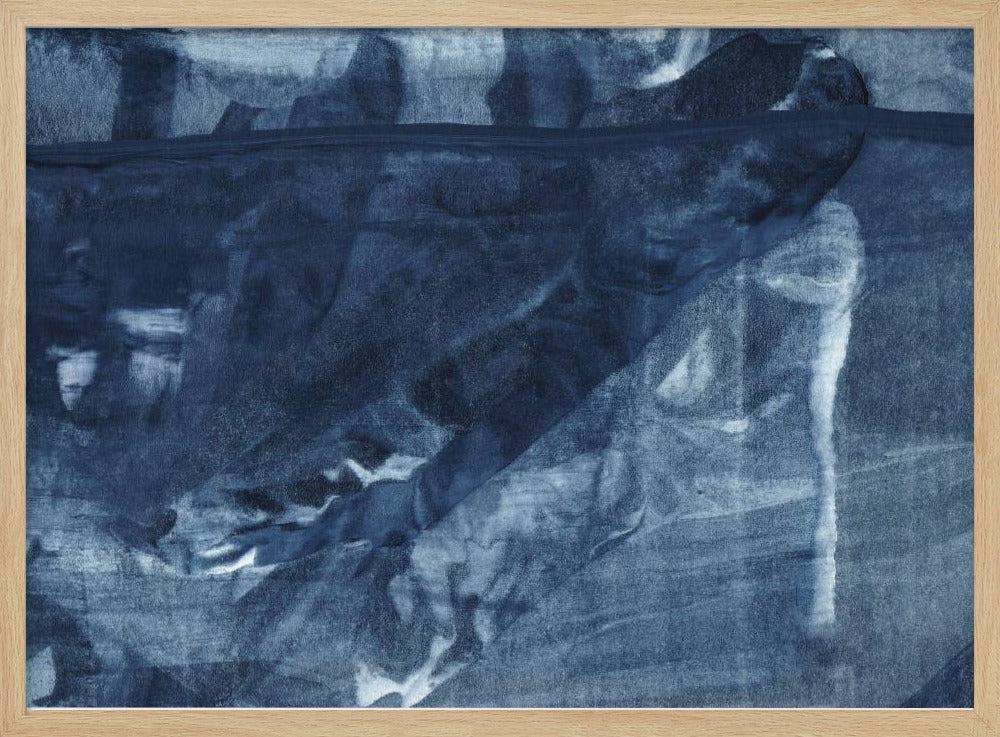 Blauwe textuur met vloeiende verticale lijnen | Poster