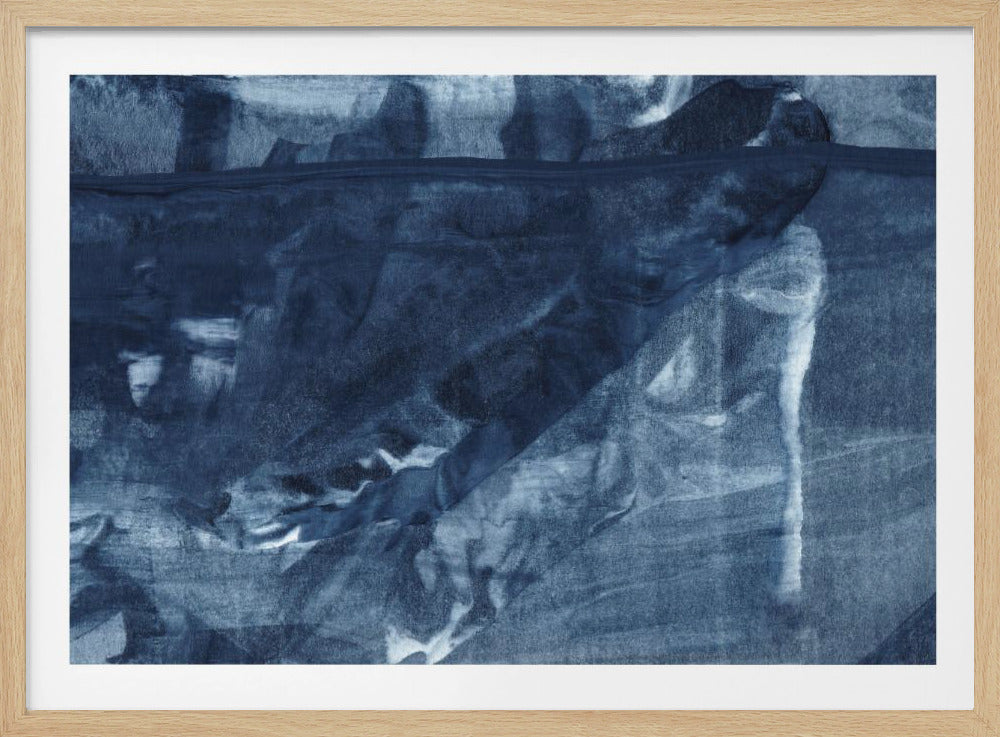 Blauwe textuur met vloeiende verticale lijnen | Poster