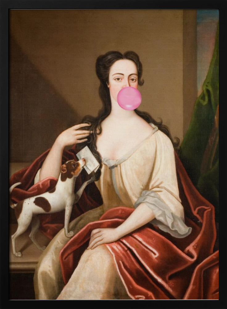 Renaissance Bubble Gum Portret en Hond / Veranderde Kunst | Poster