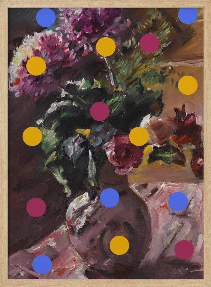 Klassieke vaas met bloemen en stippen | Poster